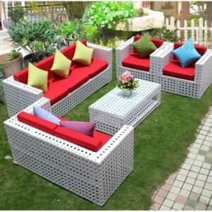 Outer sofa set bunai PVC vikar Ratan frem iron cushion waterproof glass 6 mm GSTIN19CMNPA8303H1Z0