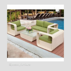 Outdoor sofa set frame iron bunai PVC - Rattan - Wicker cushion waterproof glass 6 mm